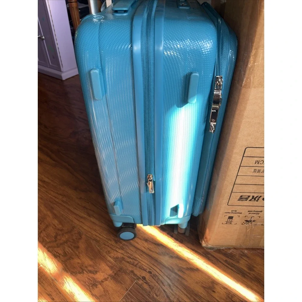 Hanke Underseat 16 Inch Carry On Luggage Hard Shell Caribbean Blue NEW